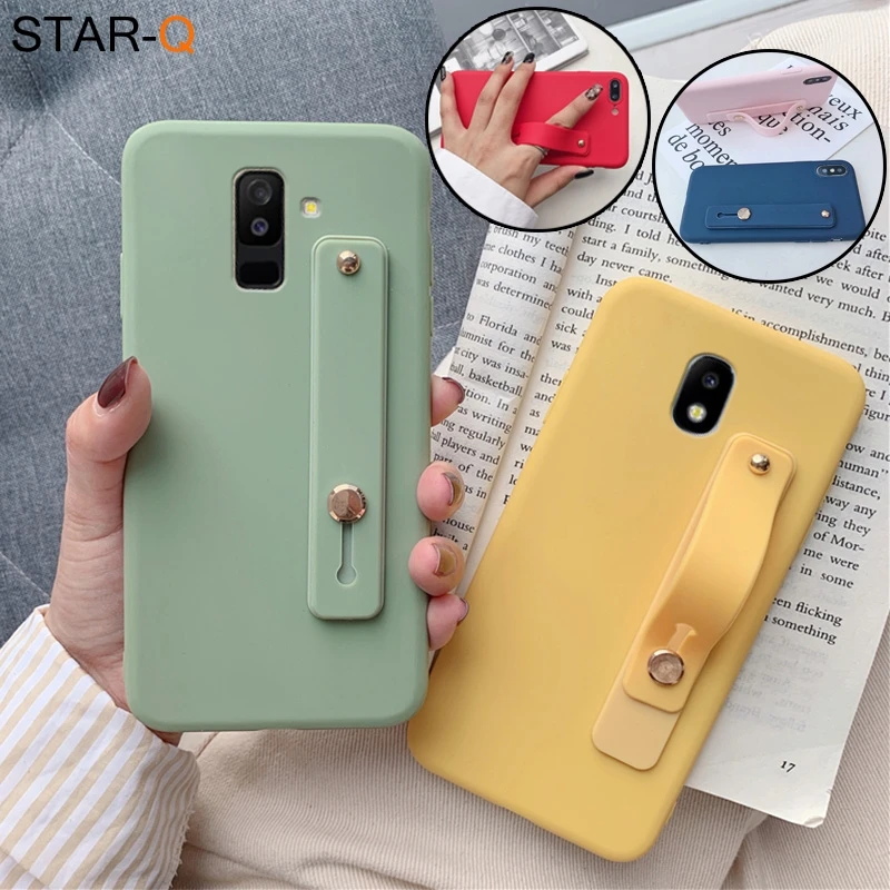 wrist band phone holder silicone case for samsung galaxy j7 pro j5 2017 2016 j8 j6 a8 a6 j4 plus prime j2 core 2018 soft cases