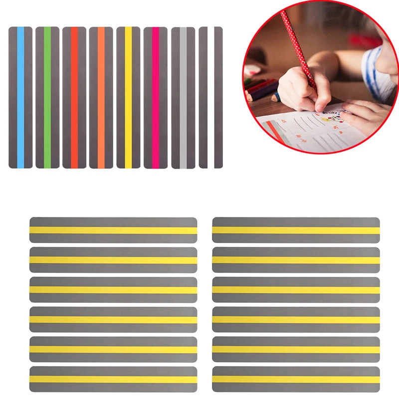 8/10 Pcs Transparent Reading Guide Strip School Supplies Highlighter Colored Overlays Plastic Bookmark For Dyslexia People