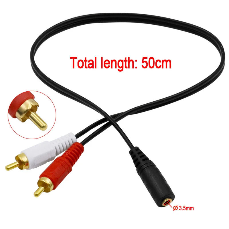 Universal 3.5mm Jack Stereo Female Jack To 2 RCA Male Plug Adapter Headphone Y Audio Cable Female To Male Audio Cable Cord