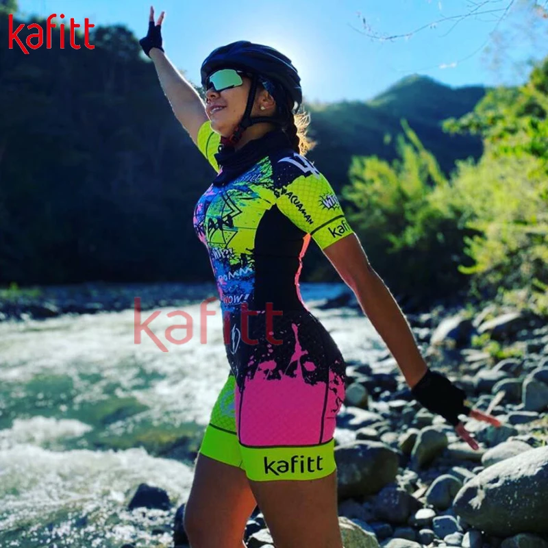 Kafitt Summer New Outdoor Sweatshirt Women's Short-sleeved Cycling Suit Triathlon Sweatshirt Mountain Bike Jumpsuit