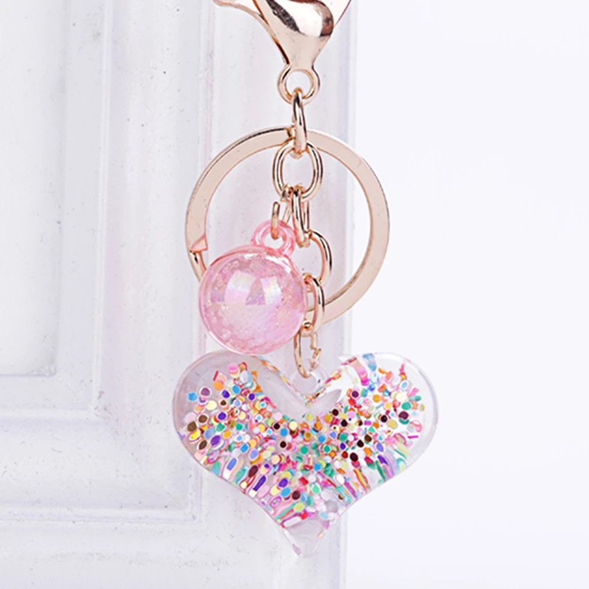 Keychain New Fashion Stereo key Ring Creative Mobile Phone Bag Car Pendant Keychain Transparent Heart-shaped Cute Love Key Acces