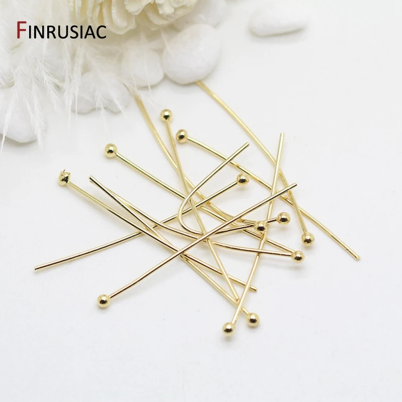 Wholesale 14k Gold Brass Metal Ball Head Pin For Jewelry Making Beading Pins Findings Supplies DIY Make Jewelry