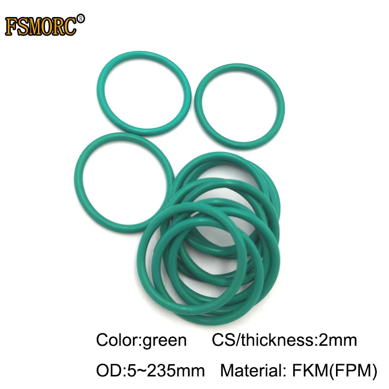 Green FKM o rings OD5mm~235mm*2mm thickness/CS Oil resistant acid and alkali resistant sealing Gasket FPM o-ring