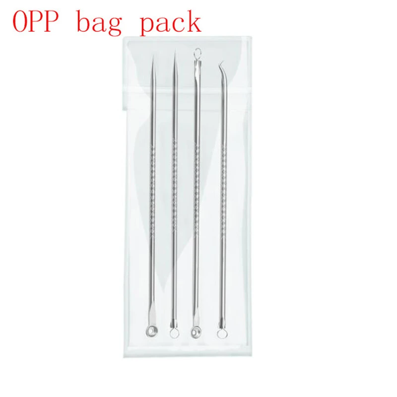 4pcs/Set Double-Ended Acne Needle Blackhead Blemish Remover Pimple Comedone Facial Cleaning Stainless Steel Box Or Bag Random