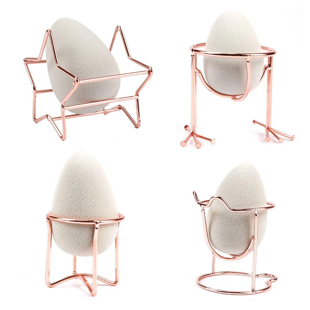 Makeup Sponge Holder Make Up Puff Bracket Beauty Tool Makeup Egg Powder Puff Sponge Display Stand Alloy Drying Holder Rose Gold