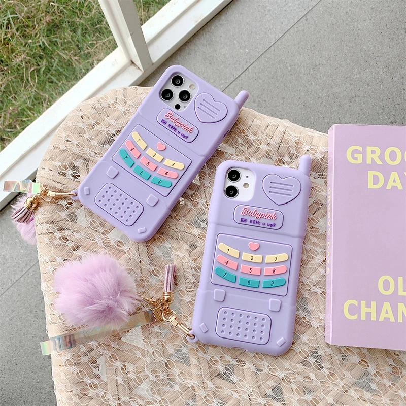 Cute love heart kid girl gift purple Phone Case For iphone   12 11 pro max 12mini XR XSmax 6 7 8 Plus SE2 Soft Silicone   Back C