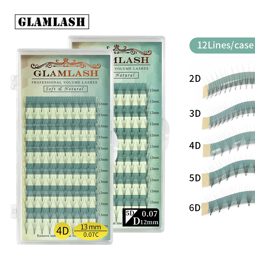 GLAMLASH Premium Premade Volume fan 2D 3D 4D 5D 6D fanned eyelash extension Russian mink lashes individual makeup tool cilios