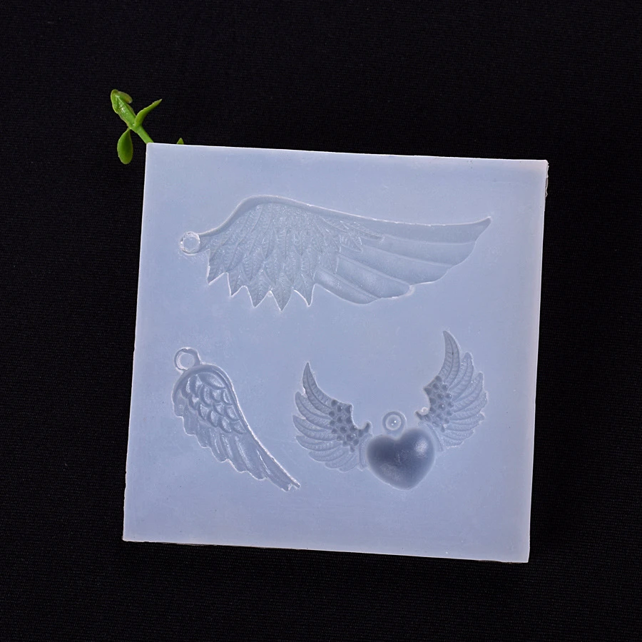 UV Resin Jewelry Liquid Silicone Mold Angel Wing Shape Silicone Resin Mold Jewelry Making DIY Craft White 1pcs 36x36mm