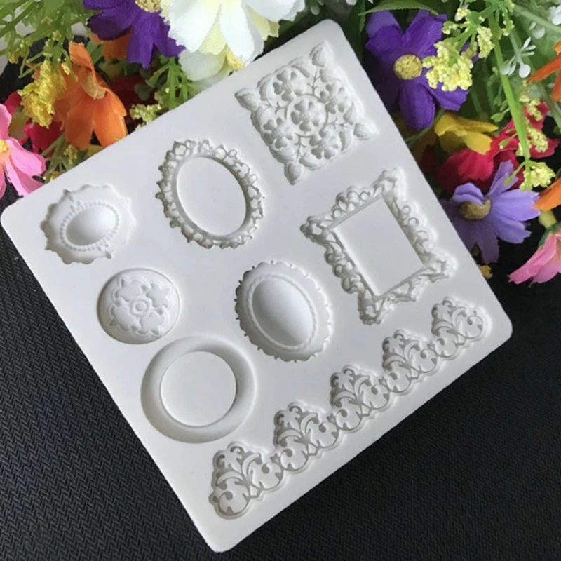 New European Retro Relief Pattern Jewelry 3D Silicone Molds Fondant Cake Decorating Tools Cake Moulds baking tools