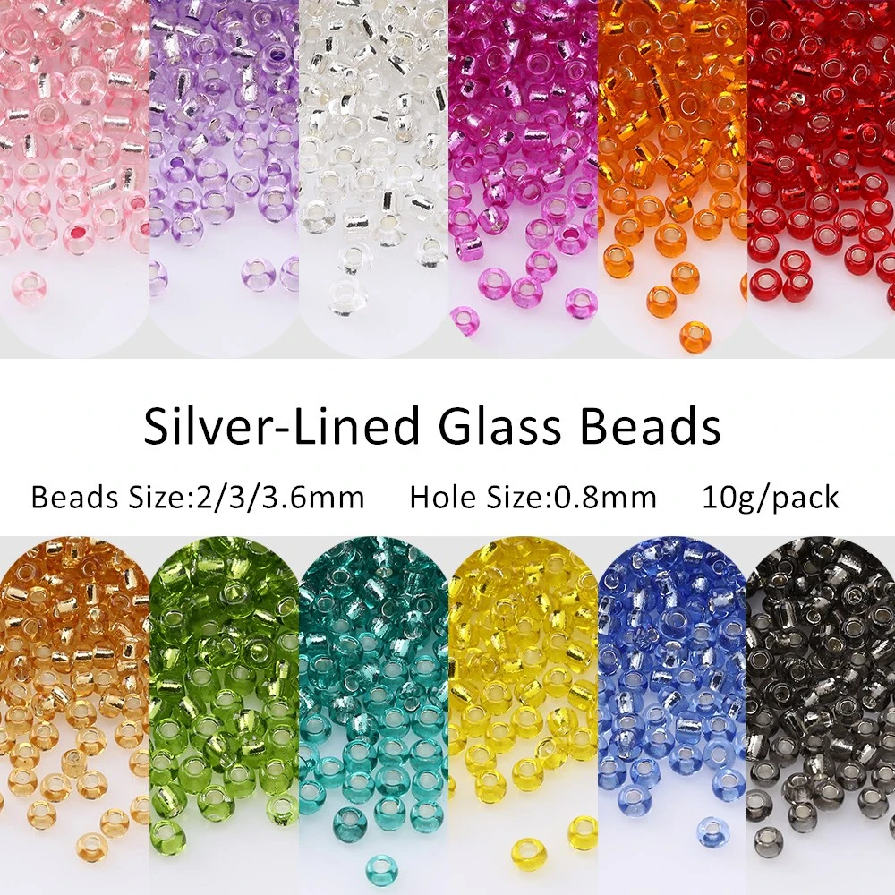 2/3/3.6mm Silver-Lined Glass Czech Seed Spacer Beads DIY Glass Bugle Bead For Jewelry Making Handmade Craft Garments Accessories