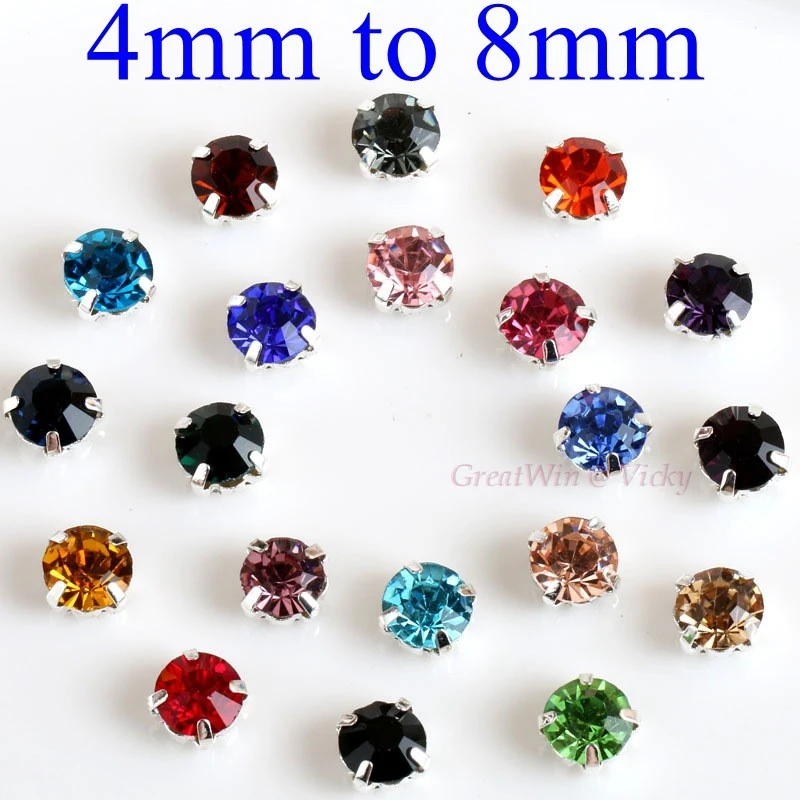 Glass Rhinestones! Round Shape With Claw Sew On Crystal Stone Strass Diamond Metal Base Buckle For Clothes Decorating