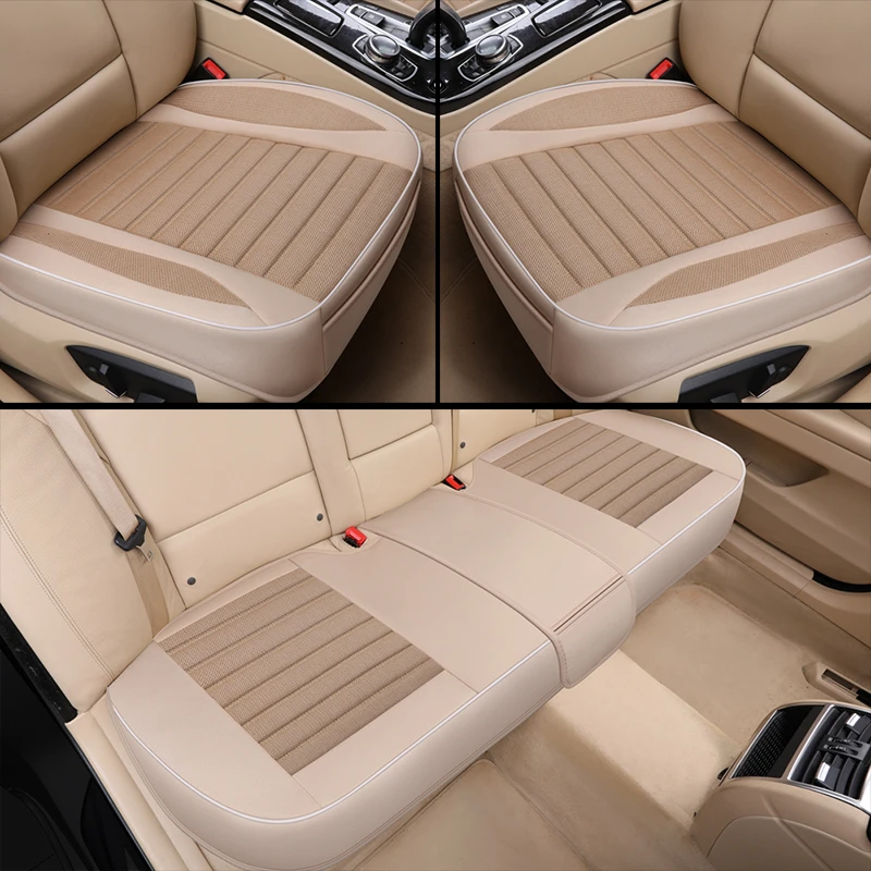 3D Universal Flax Car Seat Cover Breathable Auto Seat Cushion Protector Front Rear Adjustable Automobile Seat Pad Mat