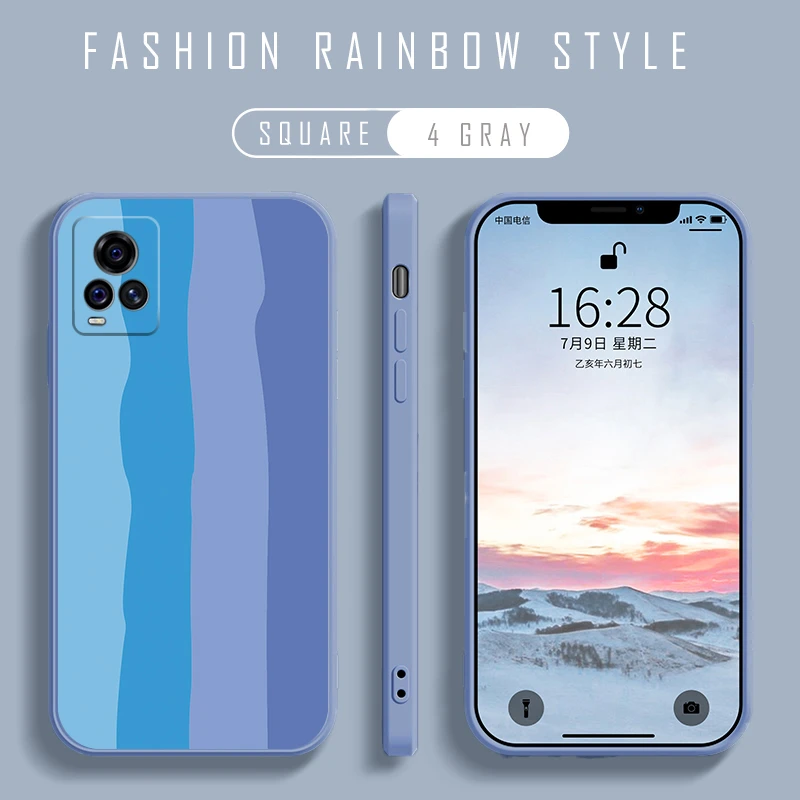 Rainbow Soft Liquid Silicone Phone Case For Samsung S21 Ultra S10 S9 S8 Plus A50 A51 A71 A32 A52 A72 A31 A41 A21S A12 A42 Cover