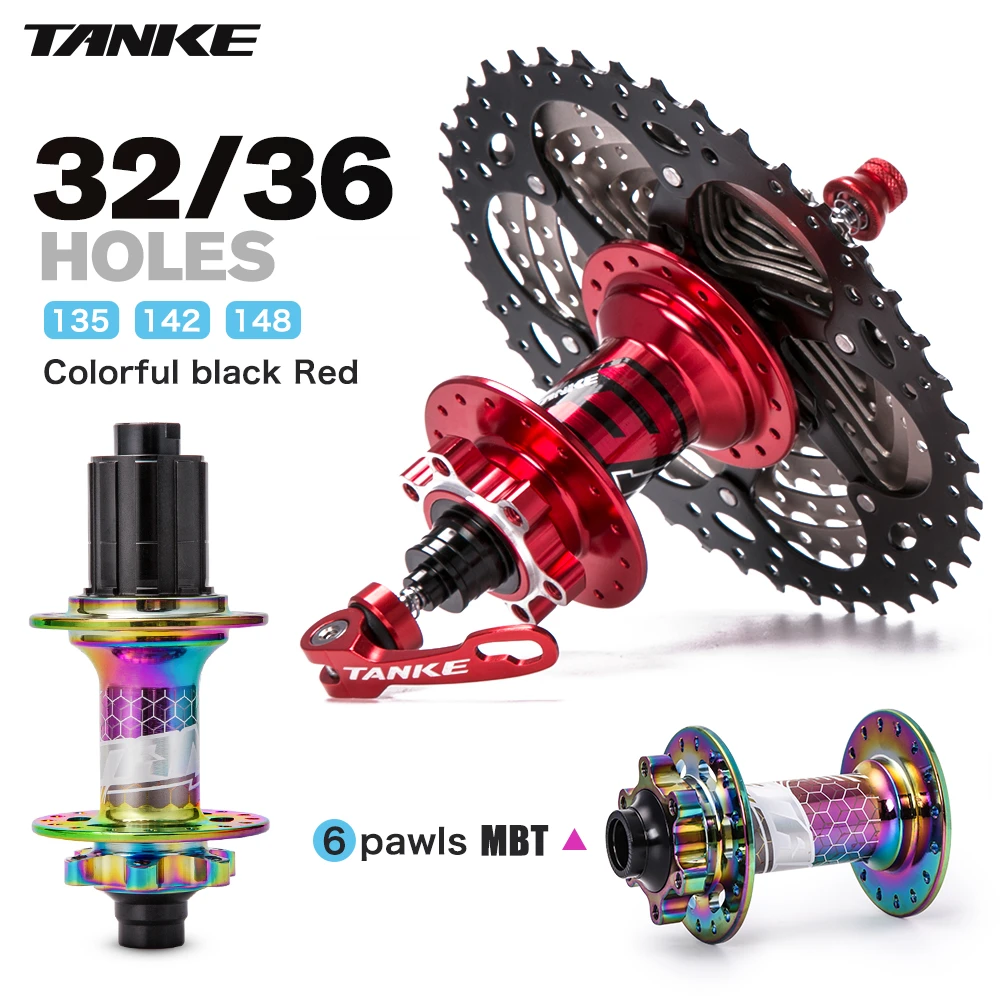 TANKE 32 hub 36 Holes MTB Bike 6 pawls 6 bearing hubs for 7 8 9 10 11 12s speed cassette frewheel aluminum alloy 142 boost 148