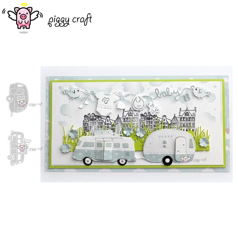 Piggy Craft metal cutting dies cut die mold Camping transport car Scrapbook paper craft knife mould blade punch stencils dies