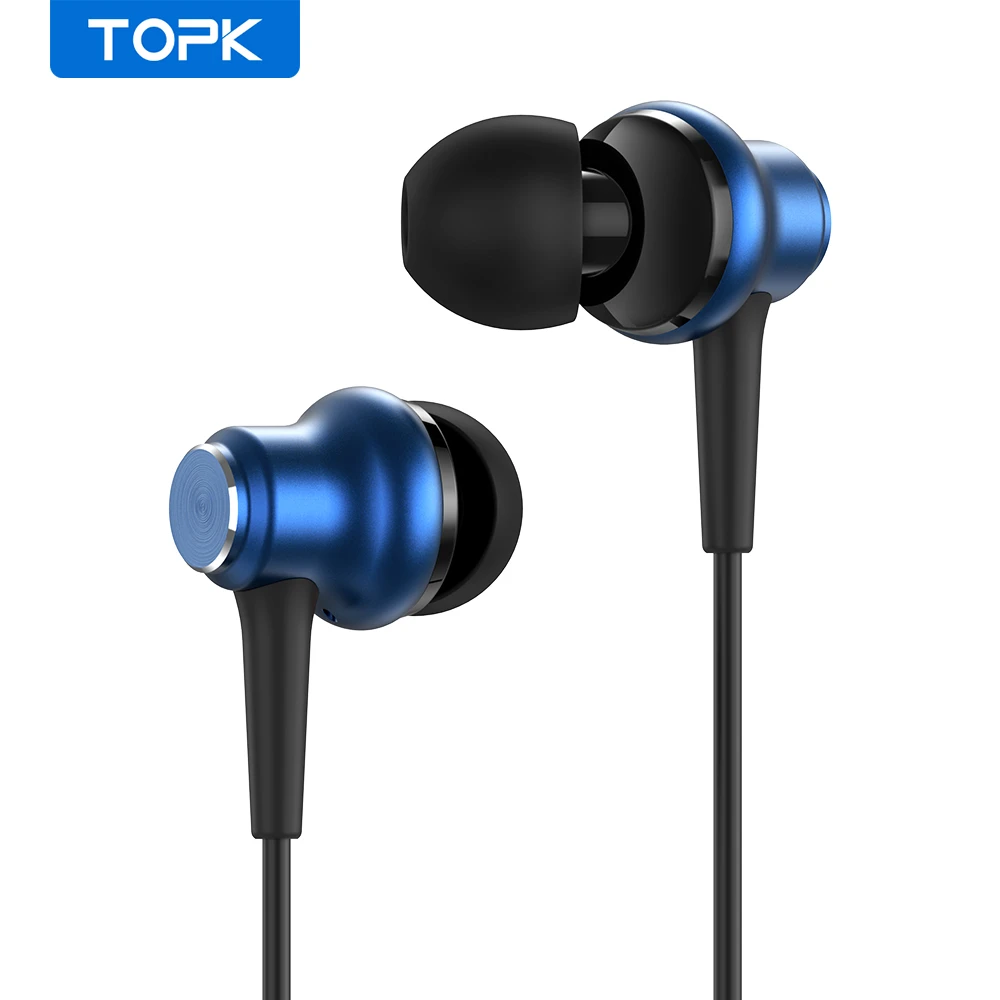 TOPK F37 3.5mm Wired Headphones Bass Sound In-Ear Sport Earphone Earbuds Sport Gaming Headset with mic for Xiaomi Huawei iPhone