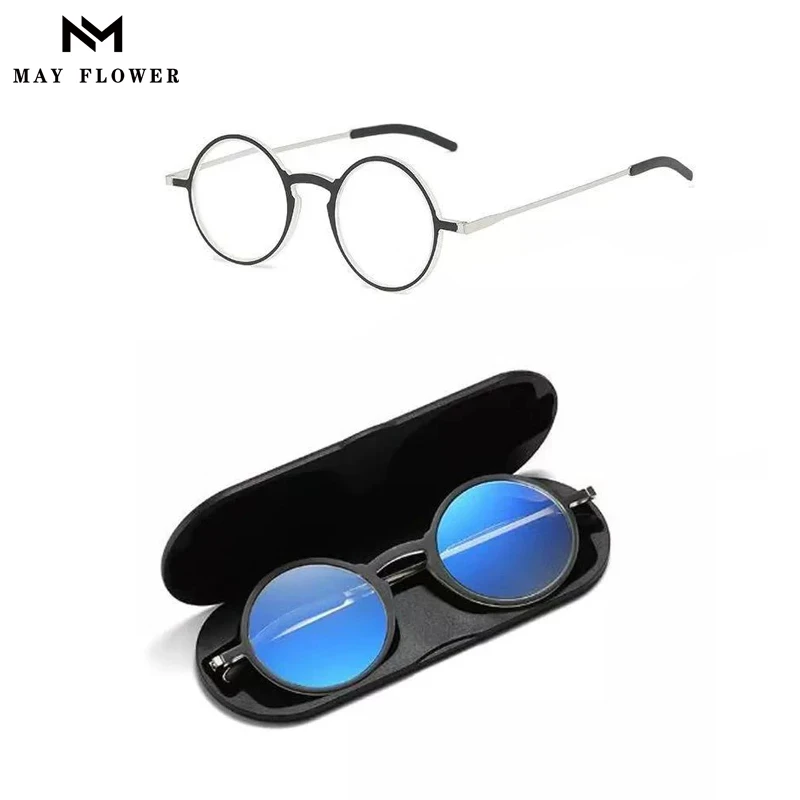 May Flower Frame Female Grade Glasses Anti-blue Light Men's Reading Glasses With Case Eyeglasses Frame Women's óculos de grau +4