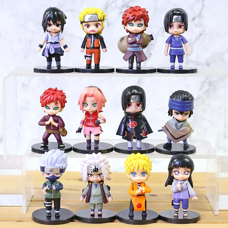 Hinata Sakura Jiraiya PVC Figures Q Version Dolls Toys 12pcs/set