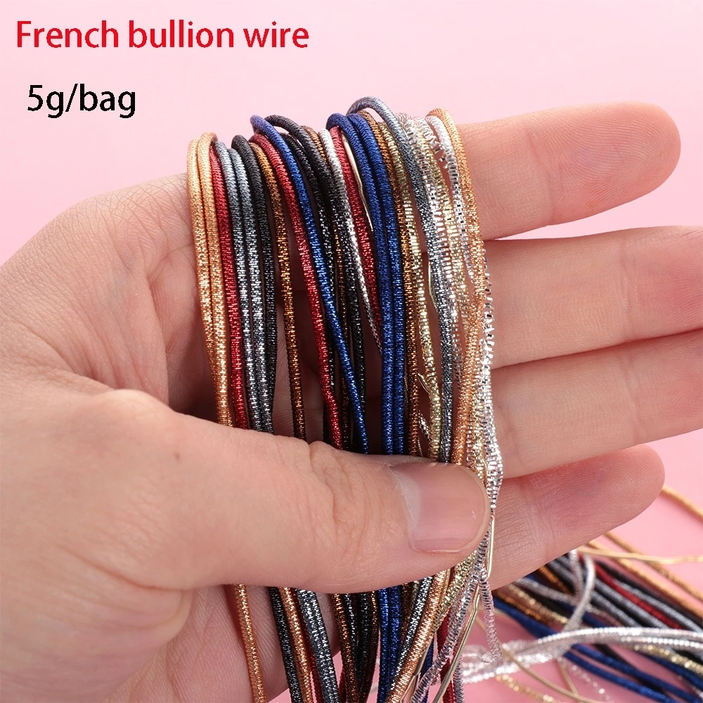 DIY Embroidery Thread French Bullion Wire Handmade Gold Silver Wire Round Bright Silk Hand Cross Stitch Sweing Sccessories