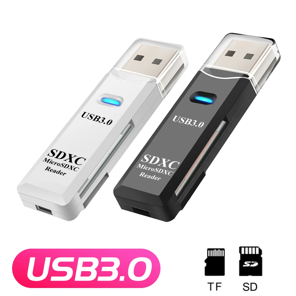 2 IN 1 Card Reader USB 3.0 Micro SD TF Card Memory Reader High Speed Multi-card Writer Adapter Flash Drive Laptop Accessories