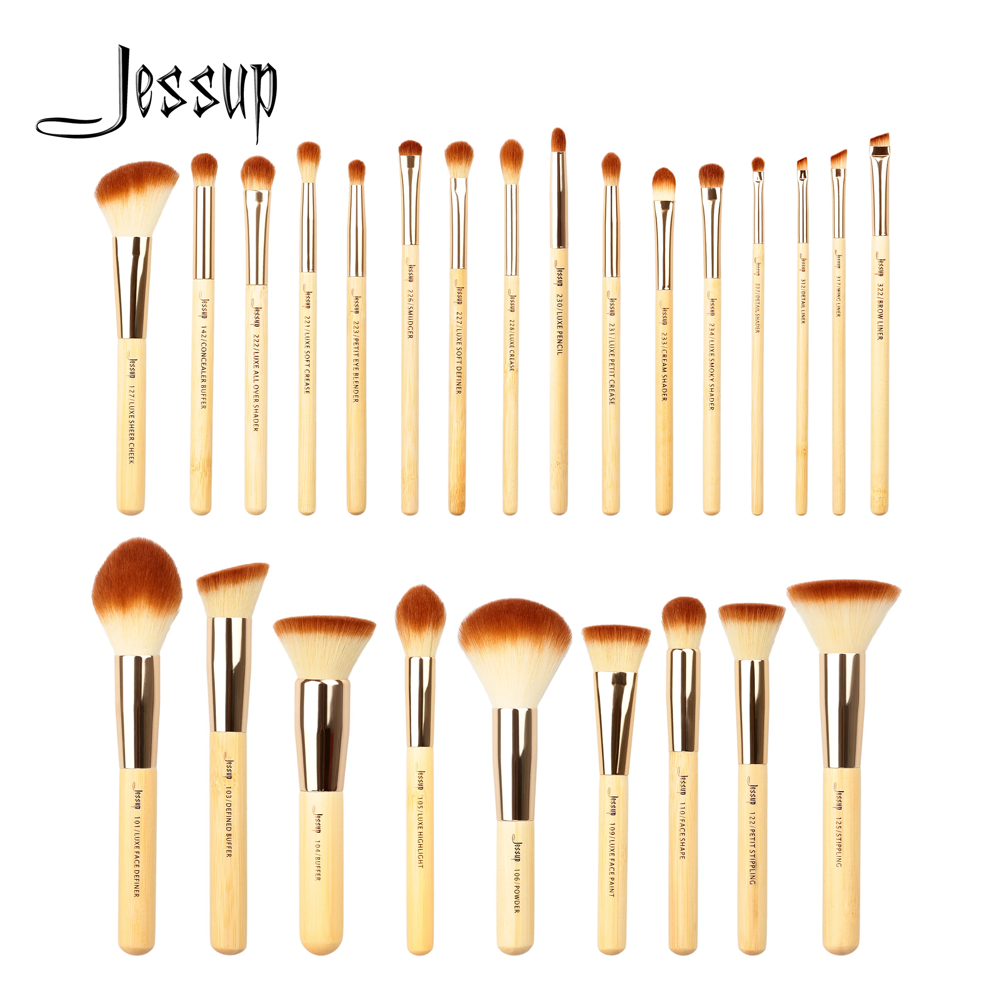 Jessup Makeup Brushes Set Bamboo Foundation Brush Powder Eyeliner Eyeshadow Pincel Maquiagem Cosmetic Tool 6-25pcs