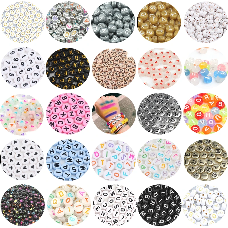 4x7mm Mix Letter Acrylic Beads Round Flat Alphabet Digital Loose Spacer Beads For Jewelry Making Diy Bracelet Necklace Wholesale