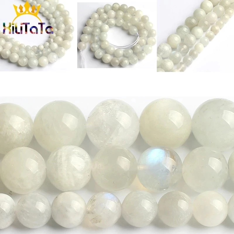 Natural Moonstone Beads Smooth Round Loose Spacer Beads For Jewelry Making 15inches 6/8/10mm DIY Beads Bracelets Necklace Perles