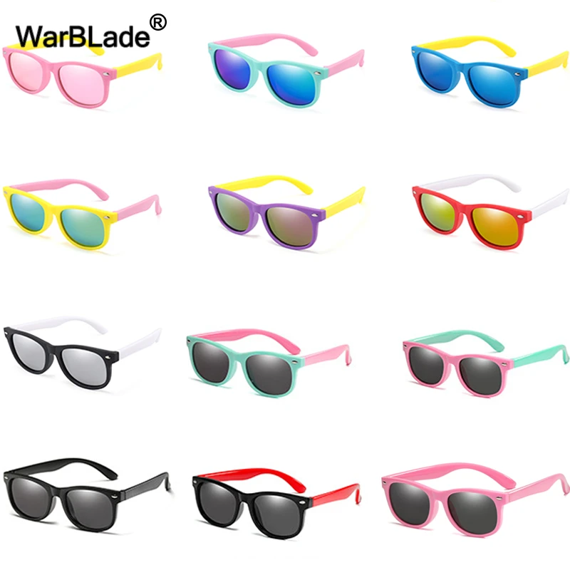 WarBlade Fashion Kids Sunglasses Children Polarized Sun Glasses Boys Girls Glasses Silicone Safety Baby Shades UV400 Eyewear