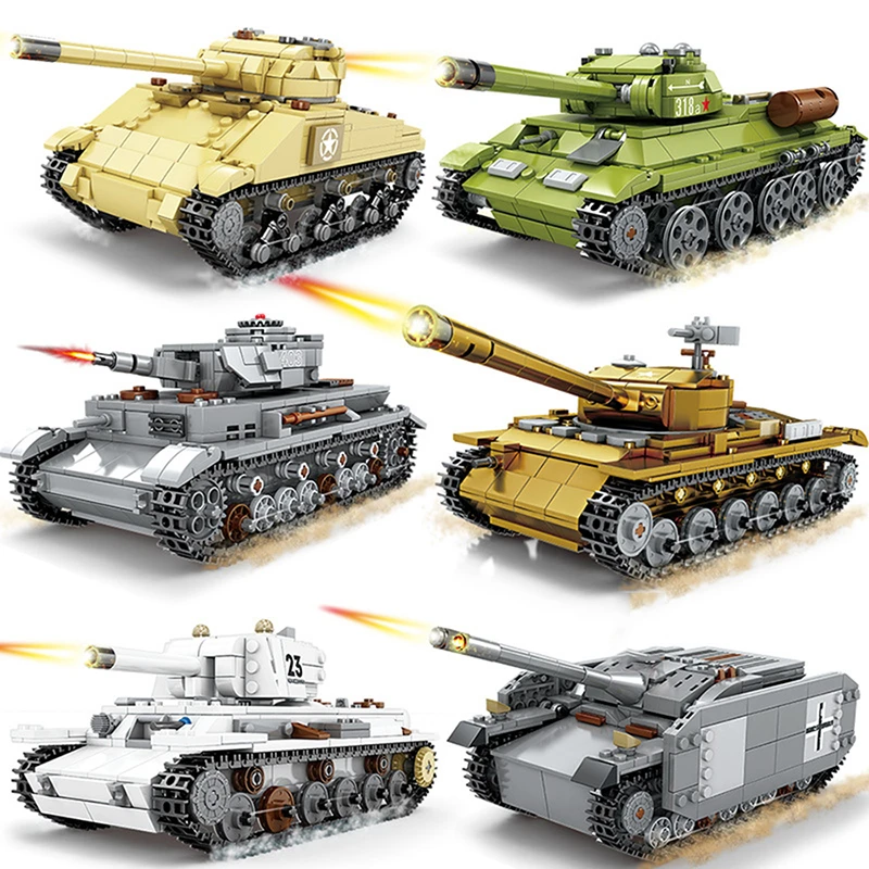 2021 new Military tank sets ww2 germany us T34 model building blocks kits army world war 2 1 i ii panzer vehicle armored toys