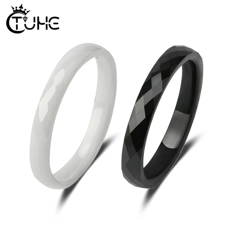 3MM Black White Ceramic Rings Smooth Cut Surface Healthy Ceramic Jewelry For Women Men Simple Design Fashion Jewelry Ring Gifts