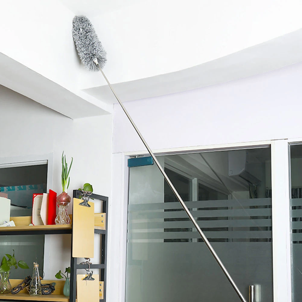 Long Handle Telescopic Pole Washable Extendable Duster Static Stainless Steel Bendable Brush Lengthen Roof Cleaning Tool