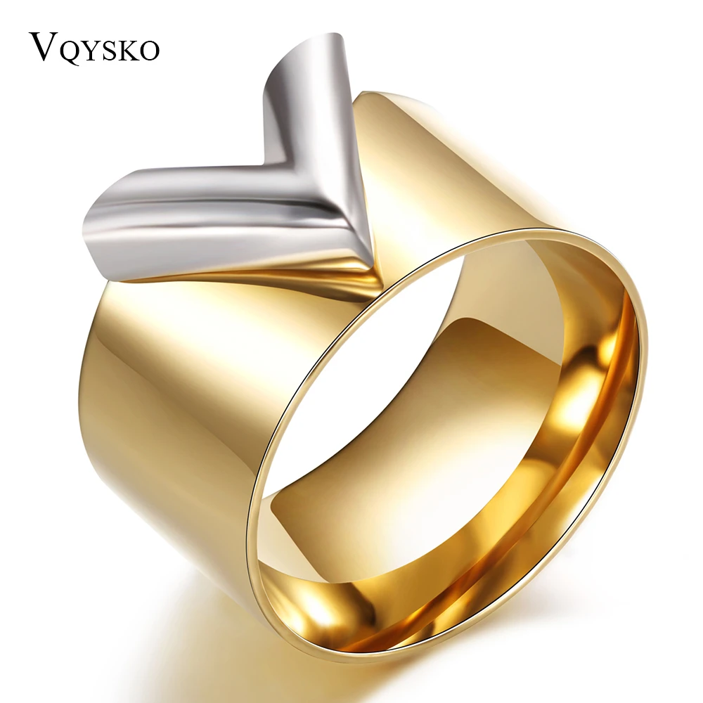 Fashion Famous Brand Women Ring Jewelry Double Color Gold Anillos Mujer Femmel Titanium Steel High Polished Luxury