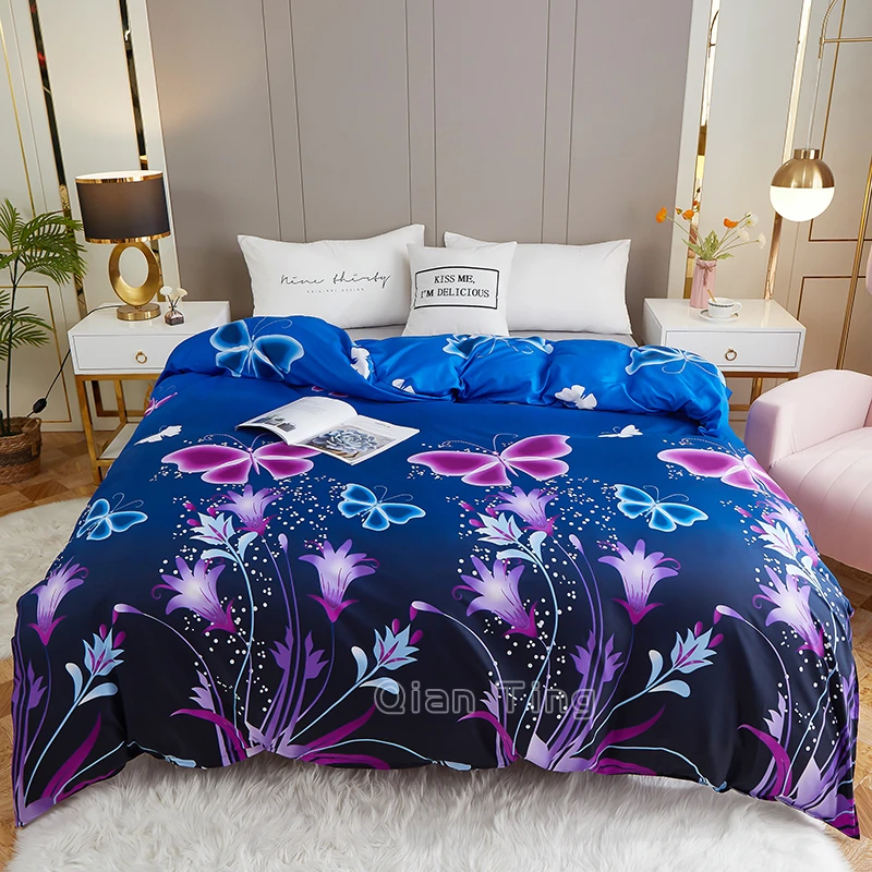 New Product 1pc 100%Polyester Pastoral Style Flowers Colorful Printed Duvet Cover