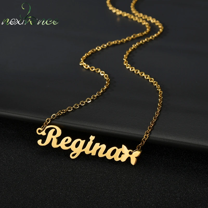 Custom Necklace Butterfly Pendant Stainless Steel Gold Chain Personalized Name Necklaces Choker Jewelry Necklaces for Women