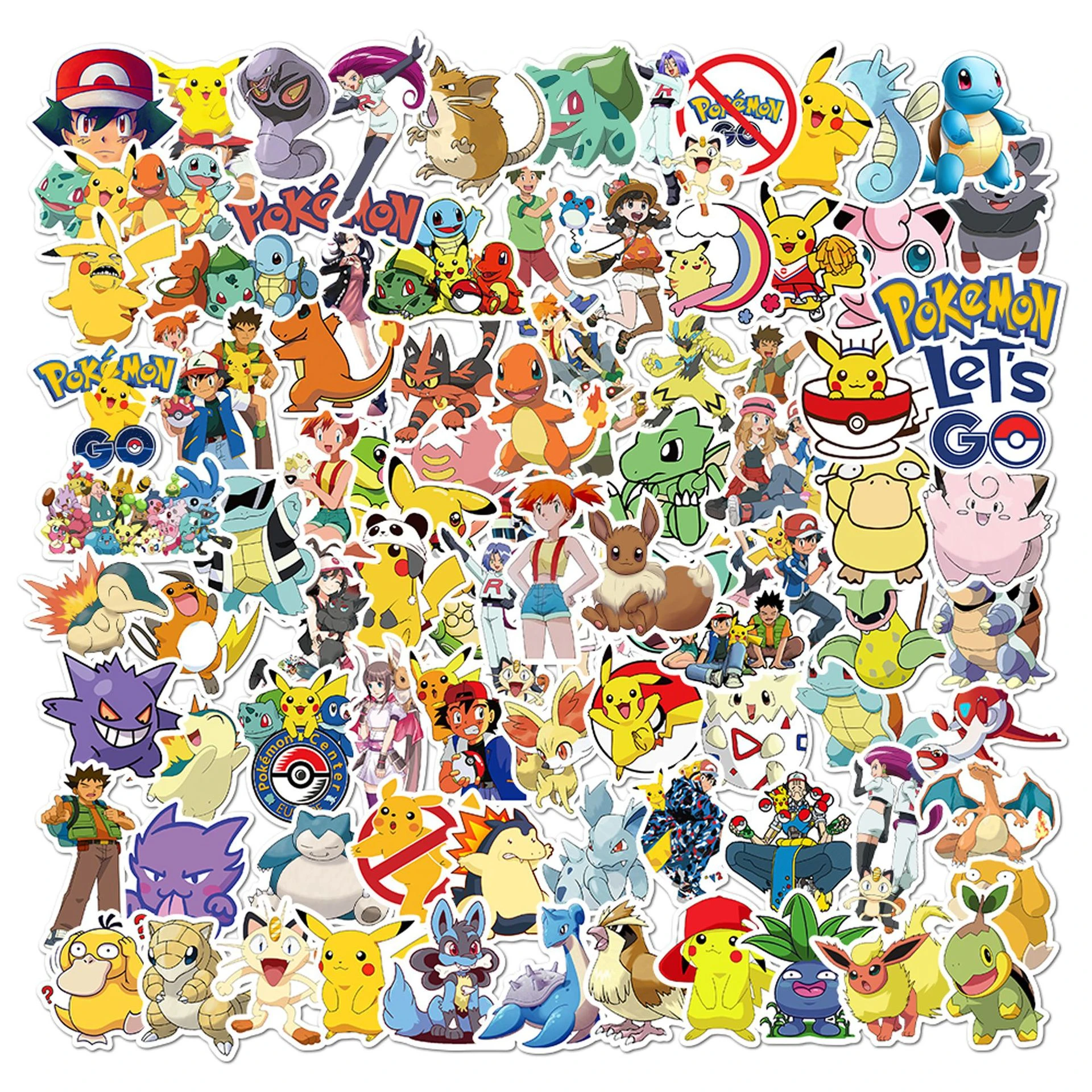 50 100PCS Pokemon Stickers Aesthetic Cartoon Anime Graffiti Pegatinas Suitcase Suitcase Guitar Waterproof Naklejki