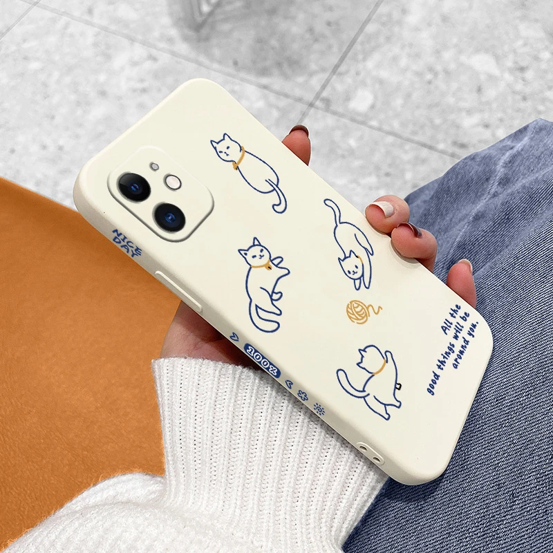 Various Style Cat Phone Case For iPhone 13 12 Pro Max 11 X XS  XR XSMAX SE2020 8 8Plus 7 7Plus 6 6S Plus Silicone Cover