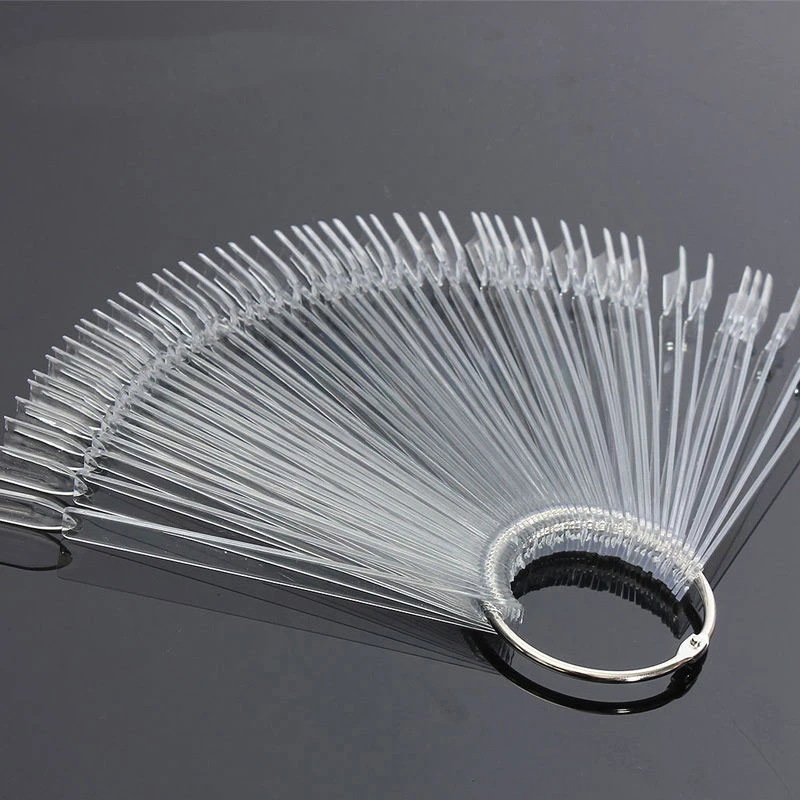 High Quality 50Pcs Display Key Ring Nail Art Tips Pop Stick Fan Polish Practice Wheel Kit Wholesale