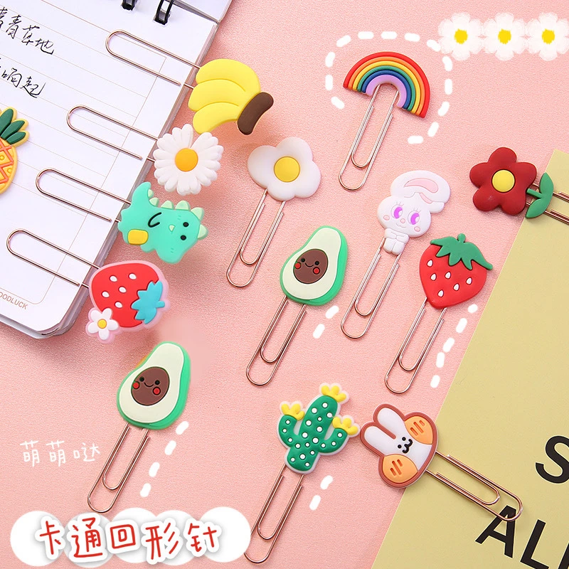 1pcs Korea Creative Cartoon Bookmark Student Paperclip Bookmark Clip Metal Clip Shaped Paper Clip Decorative Small Pin