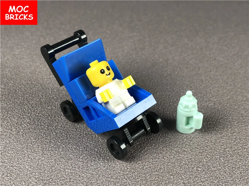 Set Sale MOC Bricks DIY Baby Infant with Baby Carriage Set Bottle Cty668 Building Blocks Toys For Children Gifts