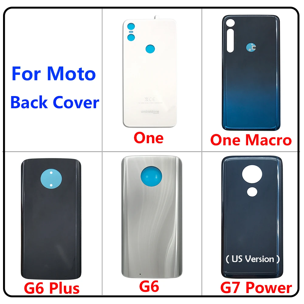 Back Battery Cover Rear Cover Glass For Motorola Moto One / G6 Plus / G7 Power / One Macro / G9 Play / E7 With Glue Adhesive