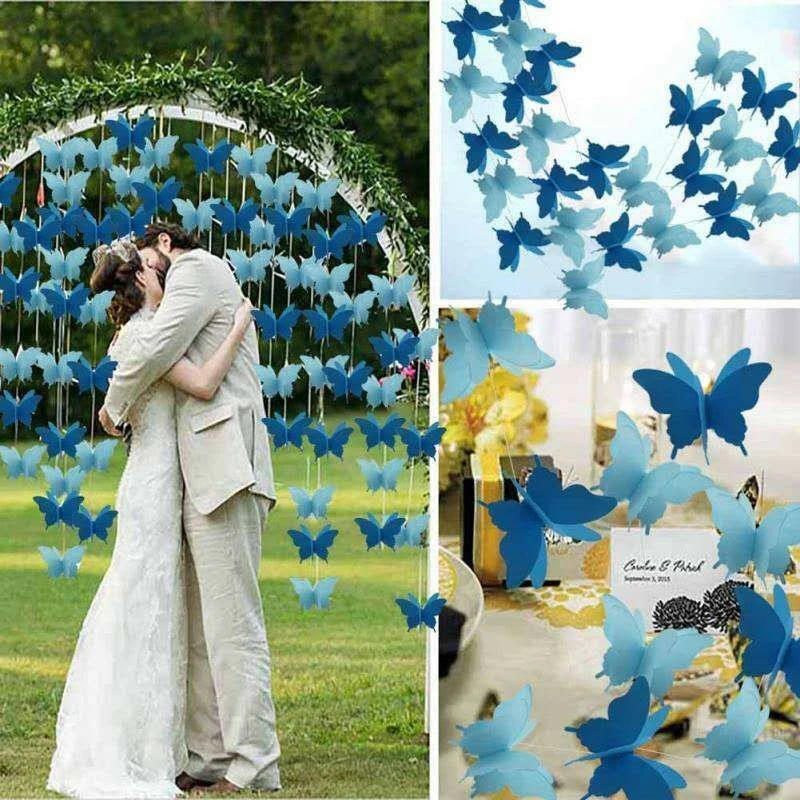 2.8m Colorful 3D Butterfly Paper Garland Banner for Birthday Party  Baby Shower Decoration Wedding Decoration Supplies