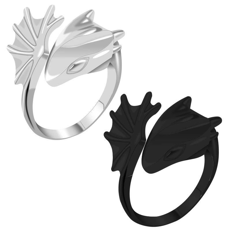Punk Style Fashion Men's Ring Animal Dragon Shape Opening Adjustable Alloy Temperament Male Jewelry Gift Direct Sales Hot