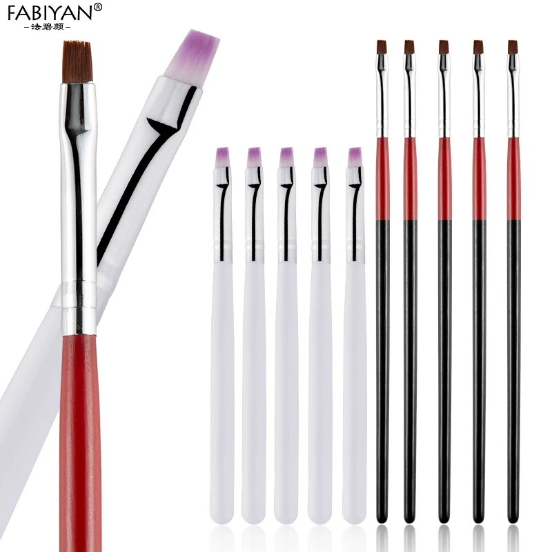 3/10Pcs Painting Drawing Carving Nail Art Pen Brush Acrylic For UV Gel Polish Flat Design Tips DIY  Manicure Tools Set