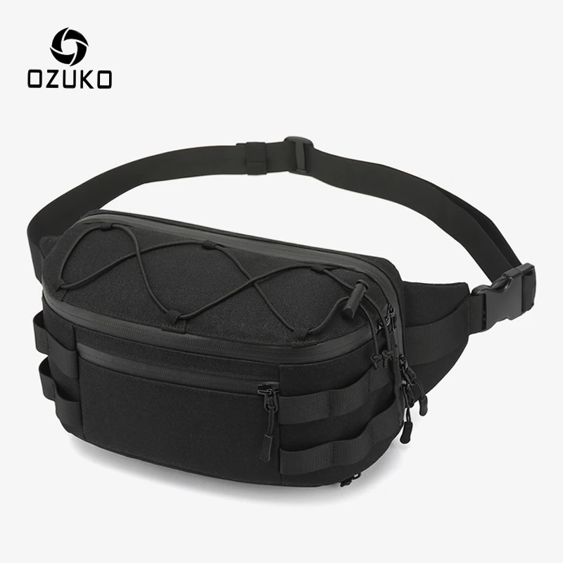 OZUKO Men's Waist Bag Fashion Chest Pack Outdoor Sports Belt Bag for Teenager Waterproof Men Waist Bags High Quality Fanny Pack