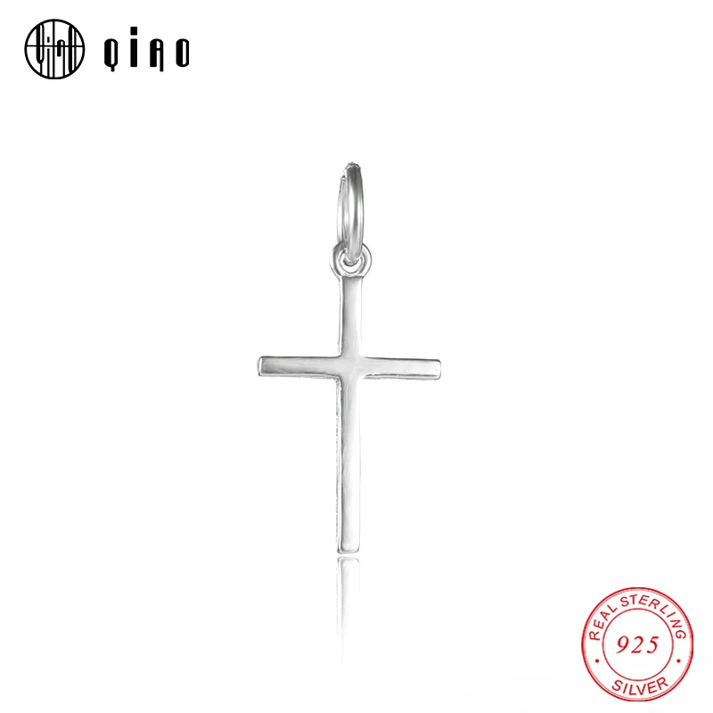 One piece Charm Fashion smooth 925 Sterling Silver Cross Pendant for Christian Necklace Bracelet Making Christ Jesu silver cross