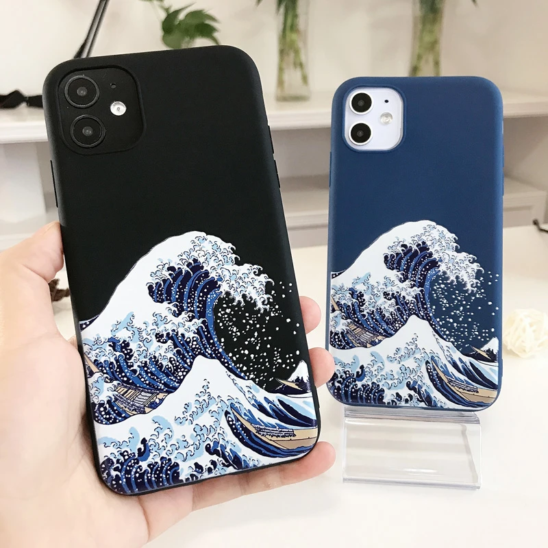 Surfing Japan painting for iphone X XS MAX XR Big Wave of kanagawa Cover Soft case For iPhone 12 11 pro MAX 6 7 8 Plus SE2020