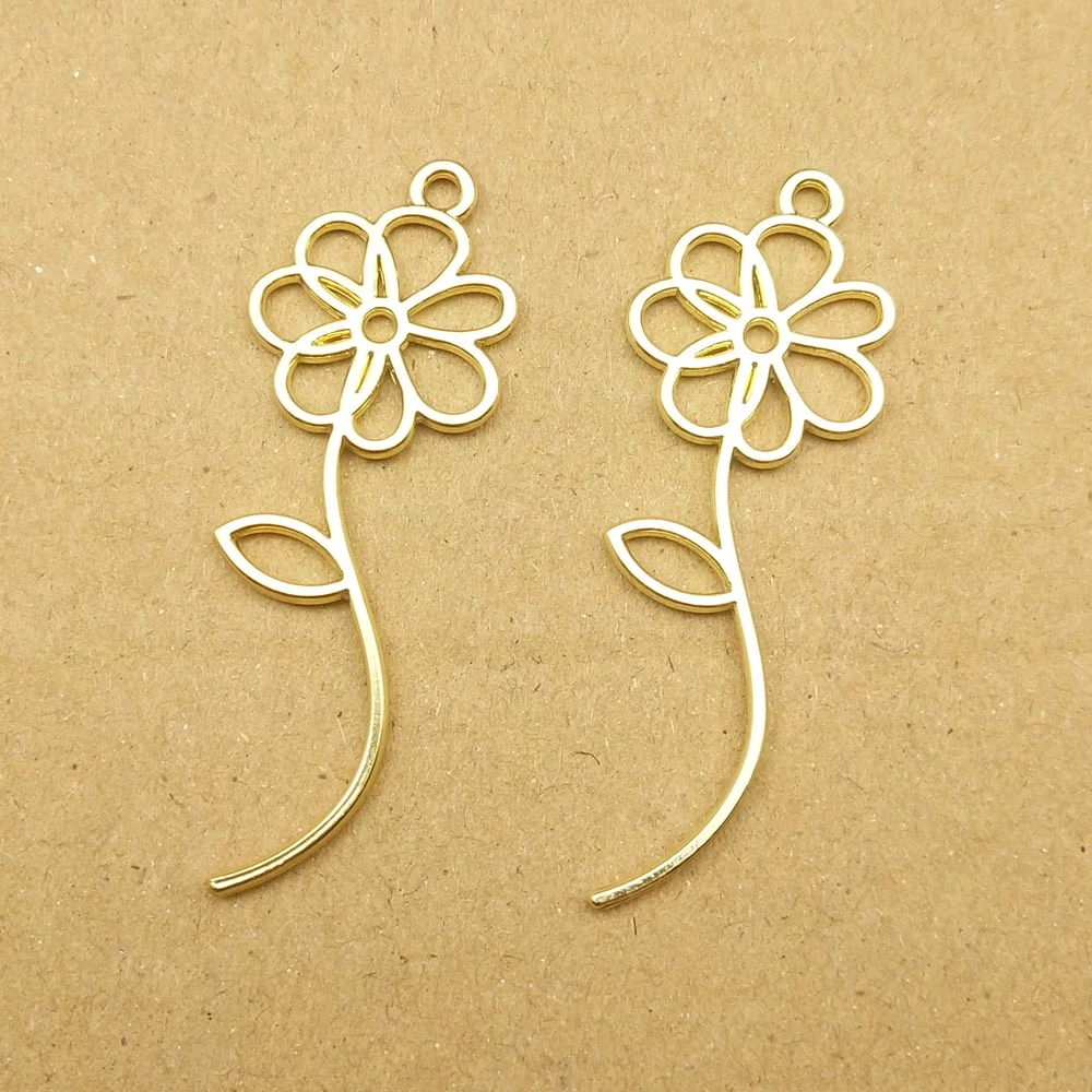 10pcs 16x44mm flower charms for jewelry making and crafting cute earring pendant necklace bracelet charms