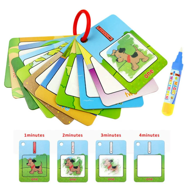 Magic Reusable Water Drawing Book Number/Color/Shape Recognize Early Educational Toys For Children Painting Drawing Board Gift