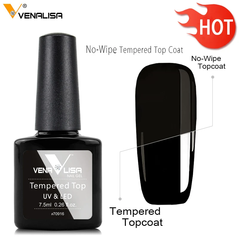 Venalisa Tempered No Wipe Top Coat Base Gel Top Coat Matte Top Nail Gel 7.5ML All Nails Base&Top Gel neon color nail polish gel