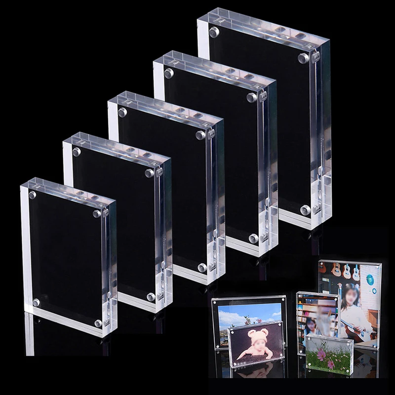 1Pc Acrylic Photo Frame Non-Toxic Dual-Faced Clear Crystal Photo Poster Table Display Frame Price Tag Bedroom Home Decoration